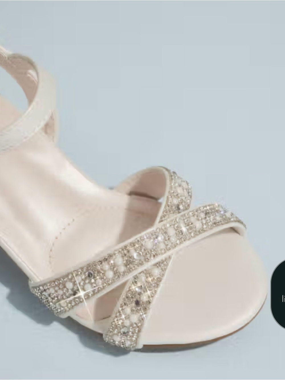 NIB/NWT: David's Bridal Pearl & Crystal Embellished Ivory Girls' Dress Sandal